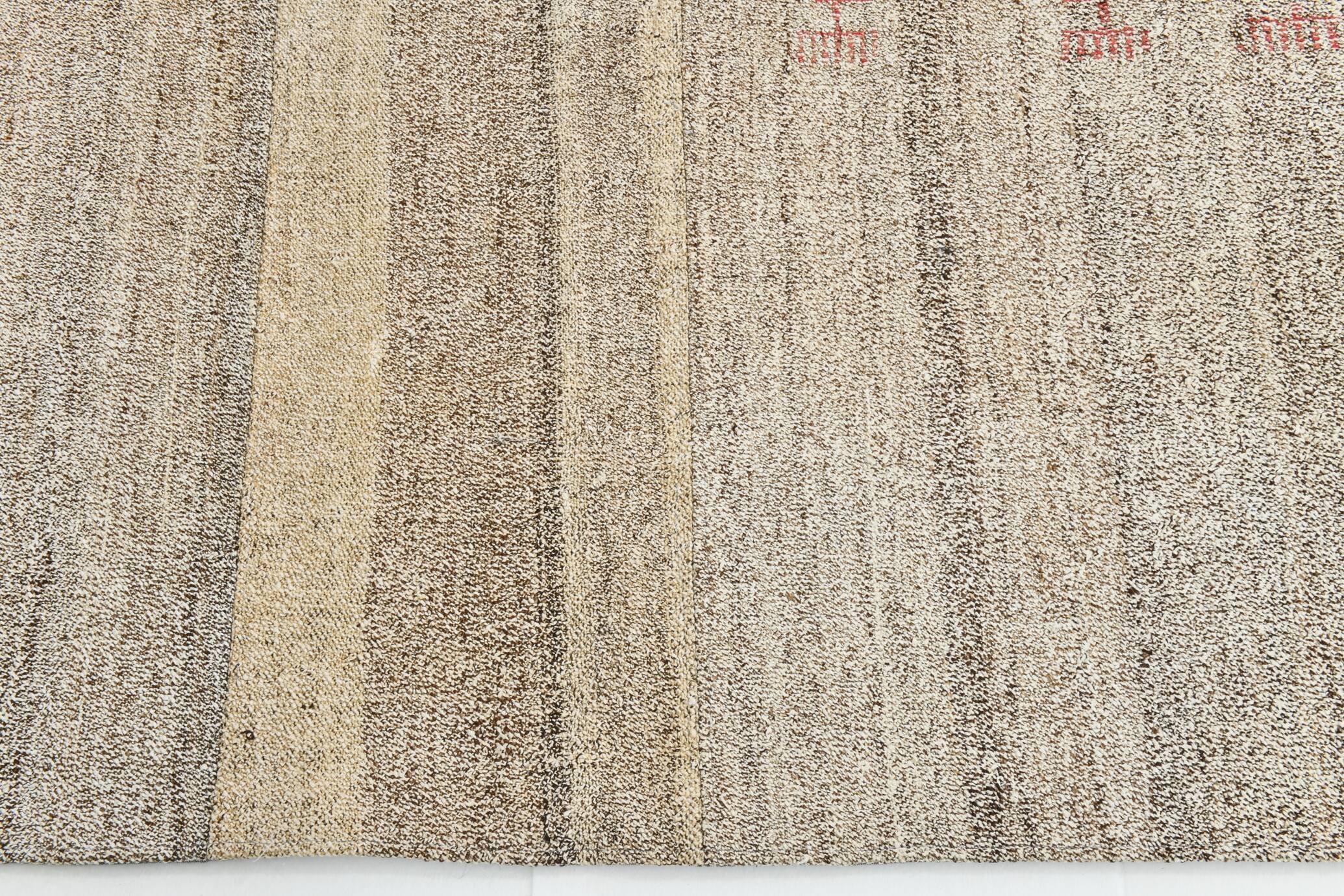 Vintage Camouflage Pattern Turkish Kilim Rug, 171x242Cm