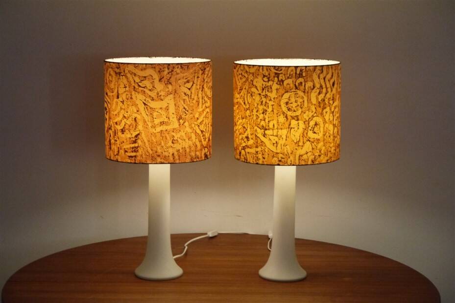 Pair of glass lamps by Luxus, Sweden 1970