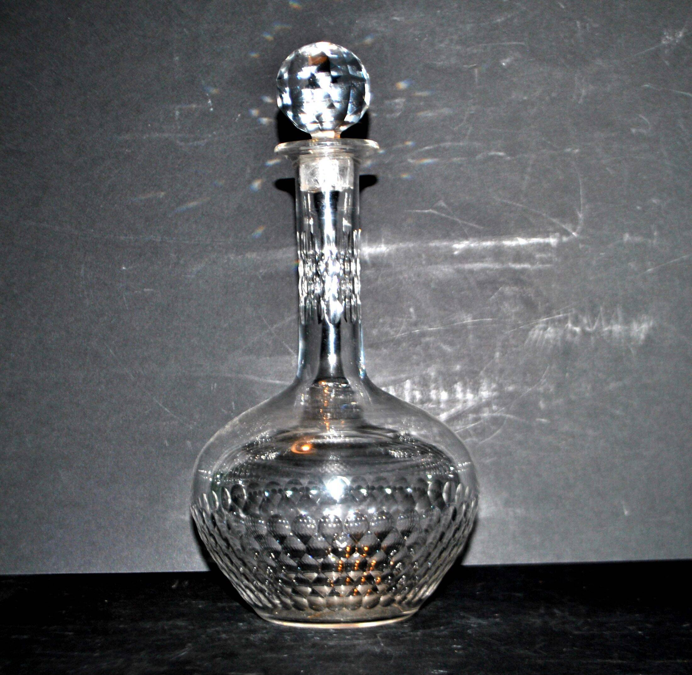 Antique Baccarat tortoiseshell cut crystal liqueur carafe H18cm 1900