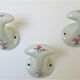 Three porcelain hooks limoges vintage japanese floral decoration
