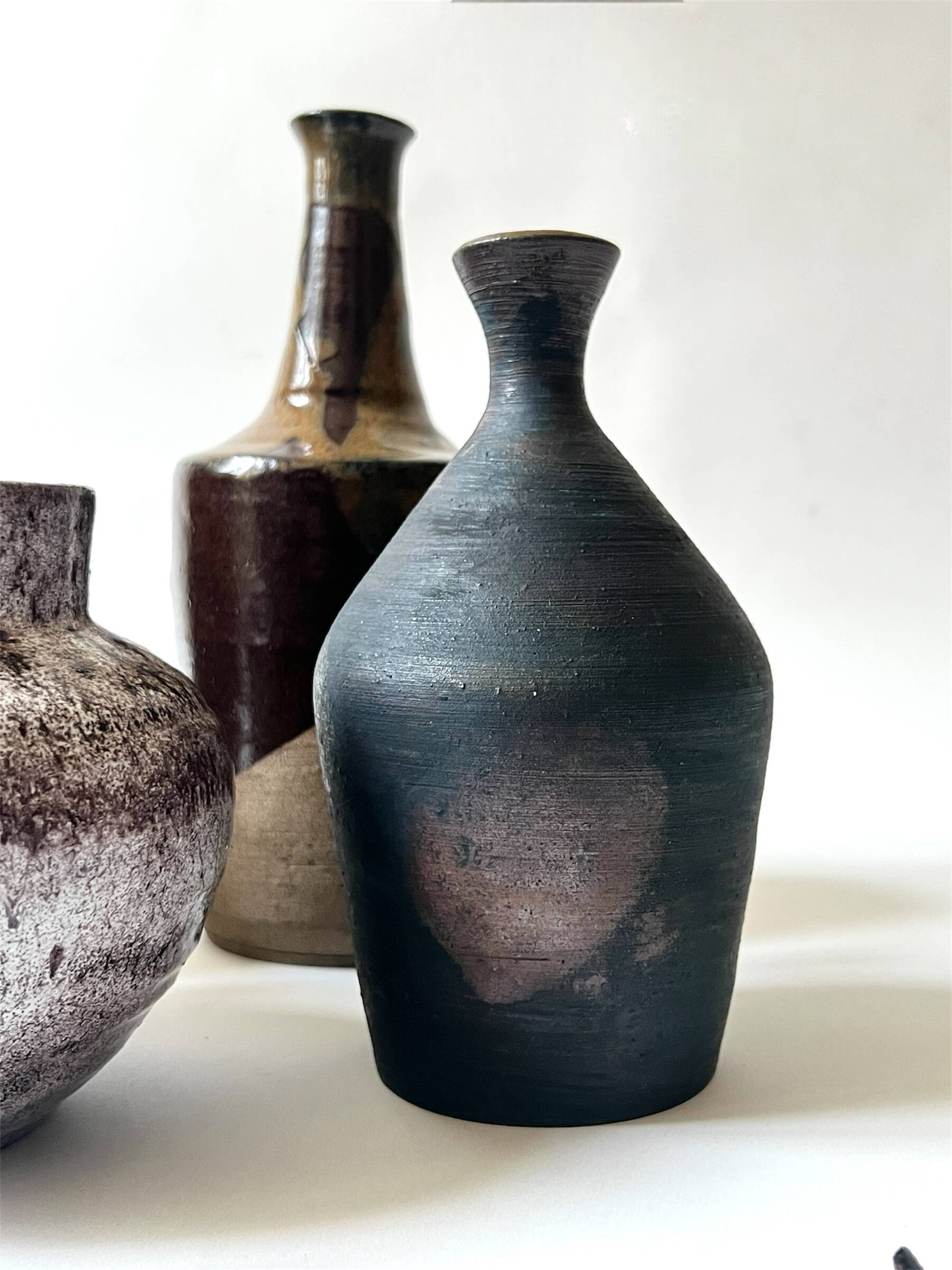 Handcrafted and signed stoneware vase, ceramic, circa 1970