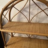 Vintage rattan and wicker shelf 70s