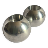 2 vintage aluminum spherical candle holders model Nässjö