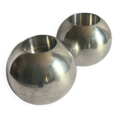 2 vintage aluminum spherical candle holders model Nässjö