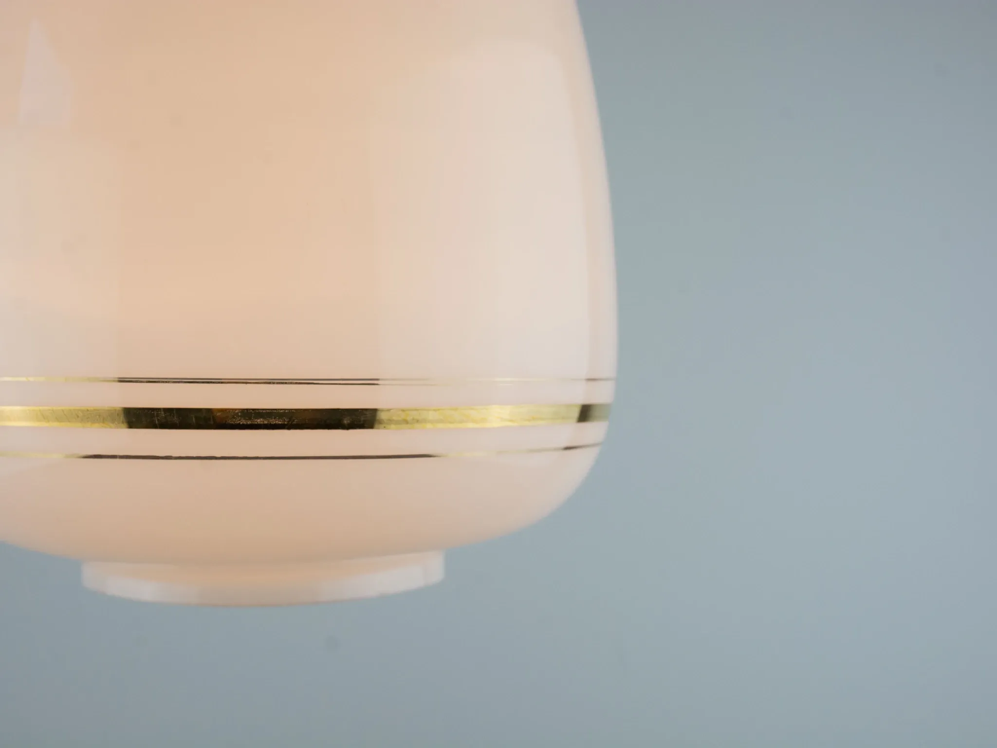 Vintage White Glass Gold Accented Mid-Century Modern Lamp