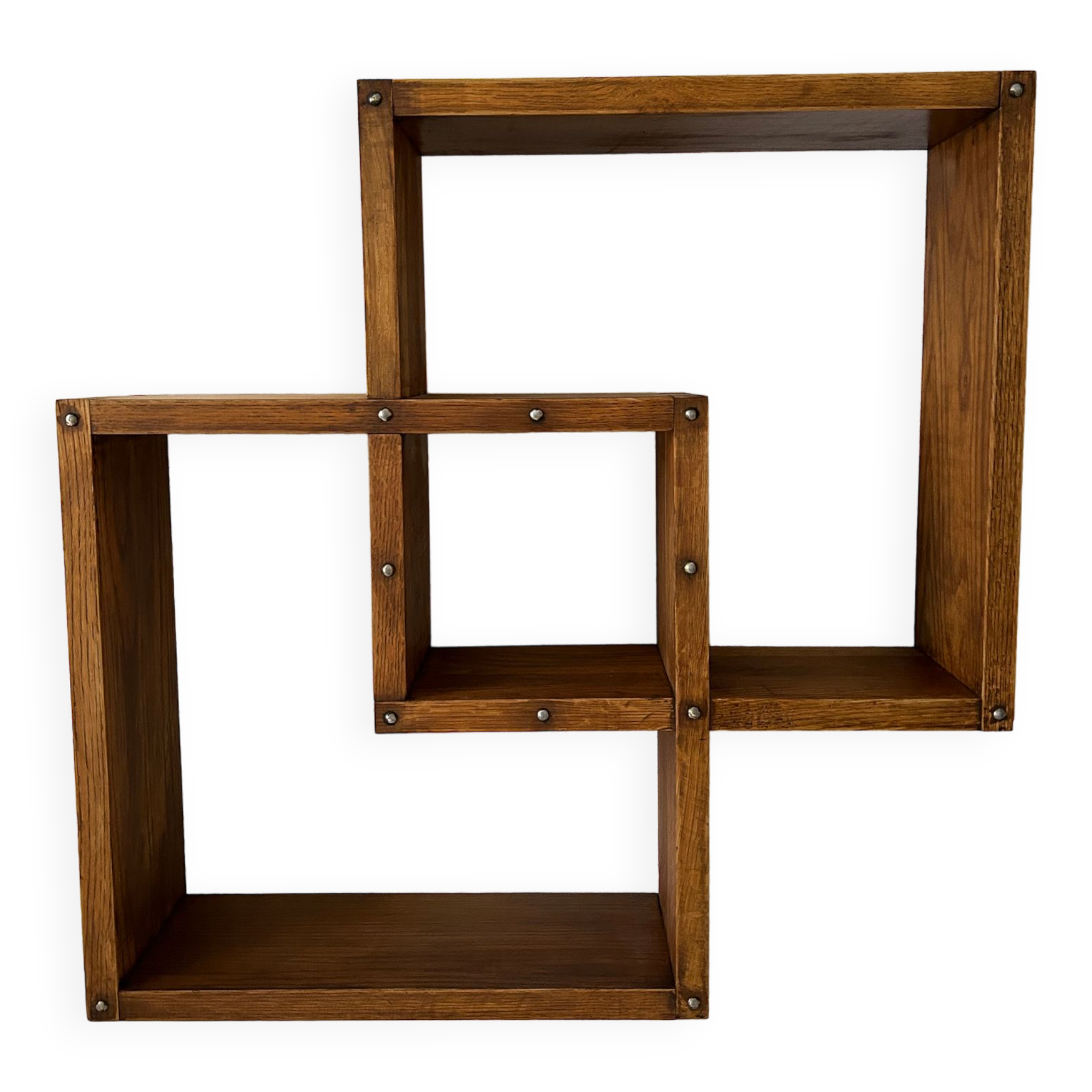 Cube oak wall shelf