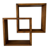 Cube oak wall shelf