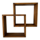 Cube oak wall shelf