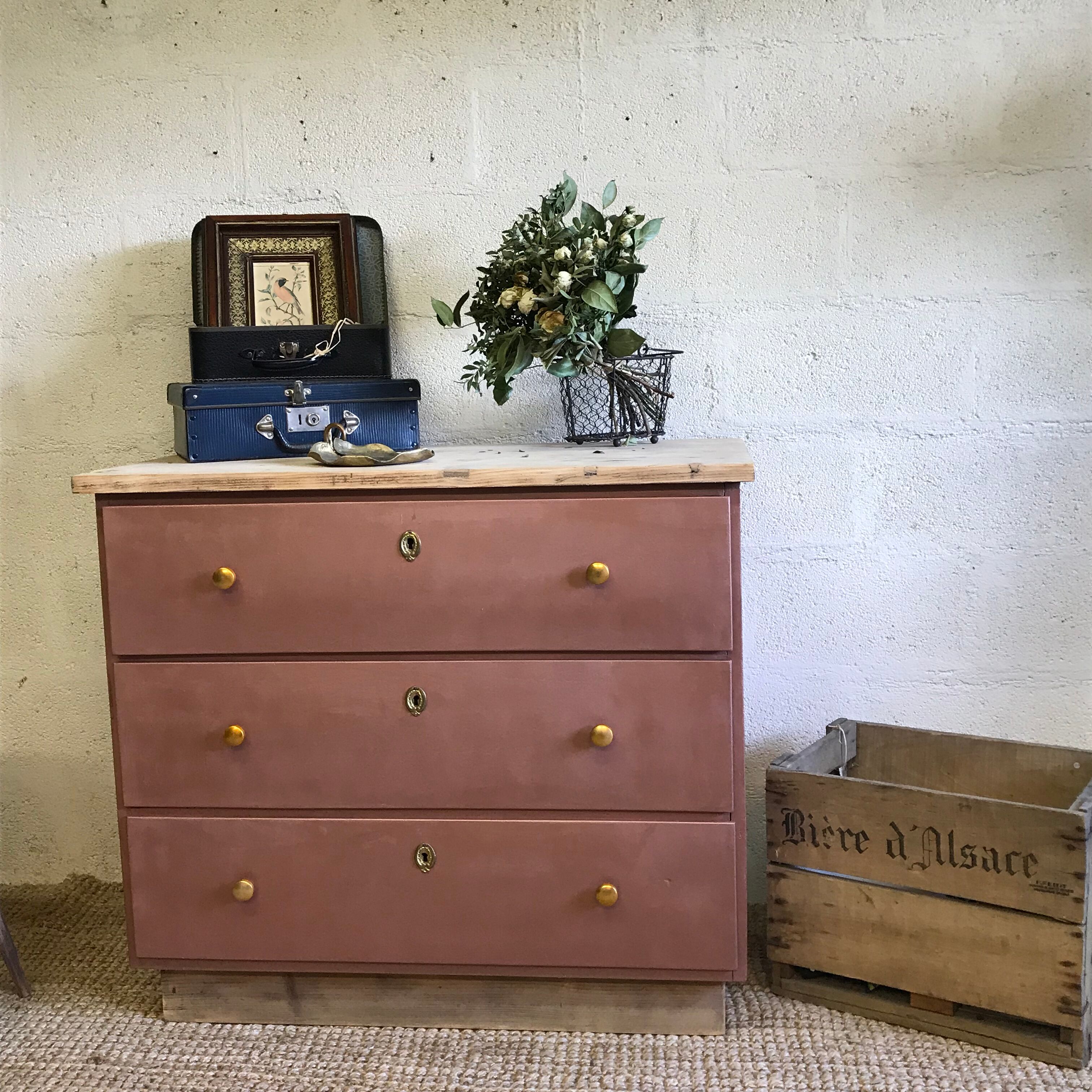 Commode bois brut & cuivre