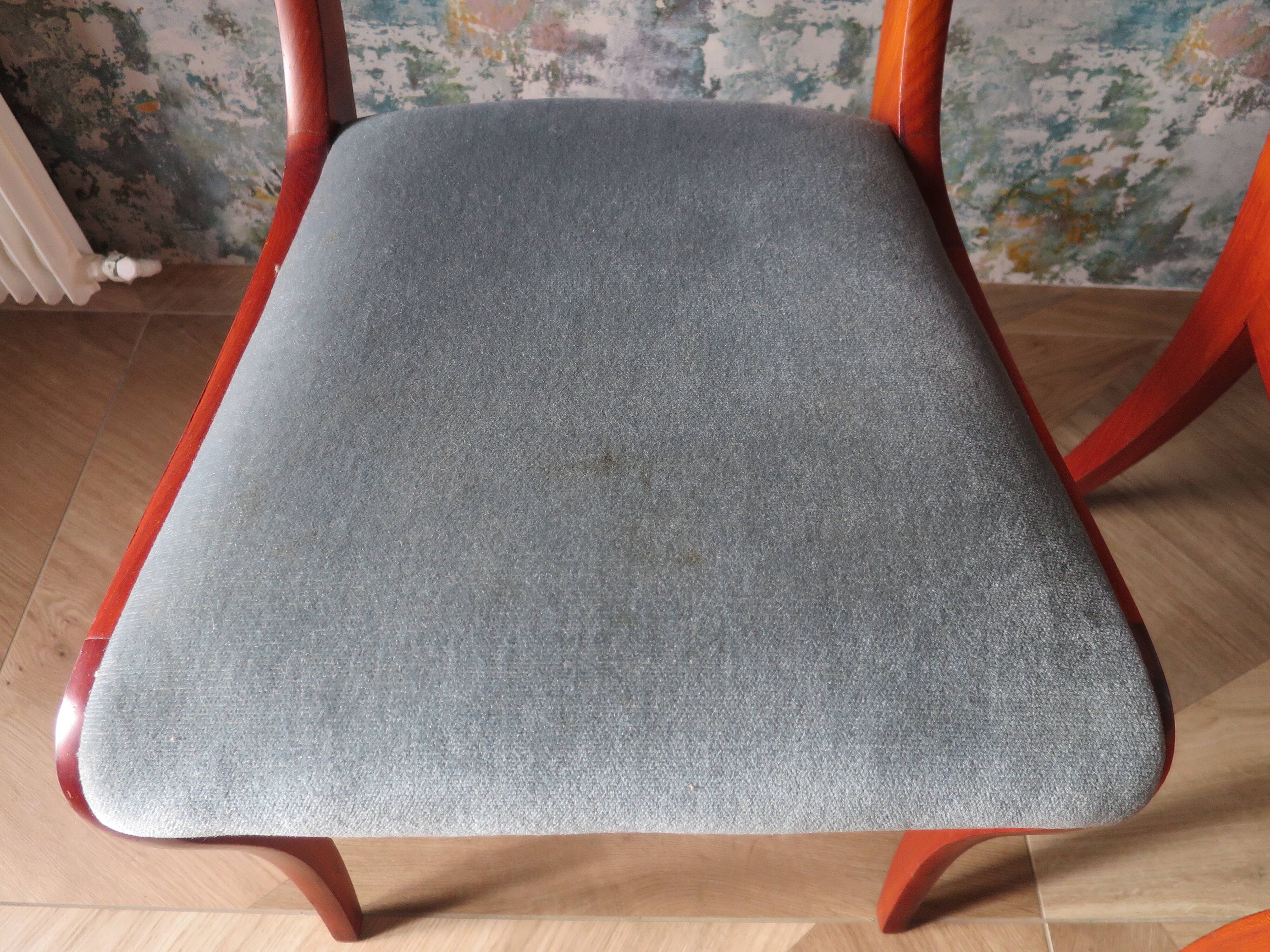 Rare - Set of 4 Louis Philippe/restoration style chairs with medallion - Colour blue / cherry wood