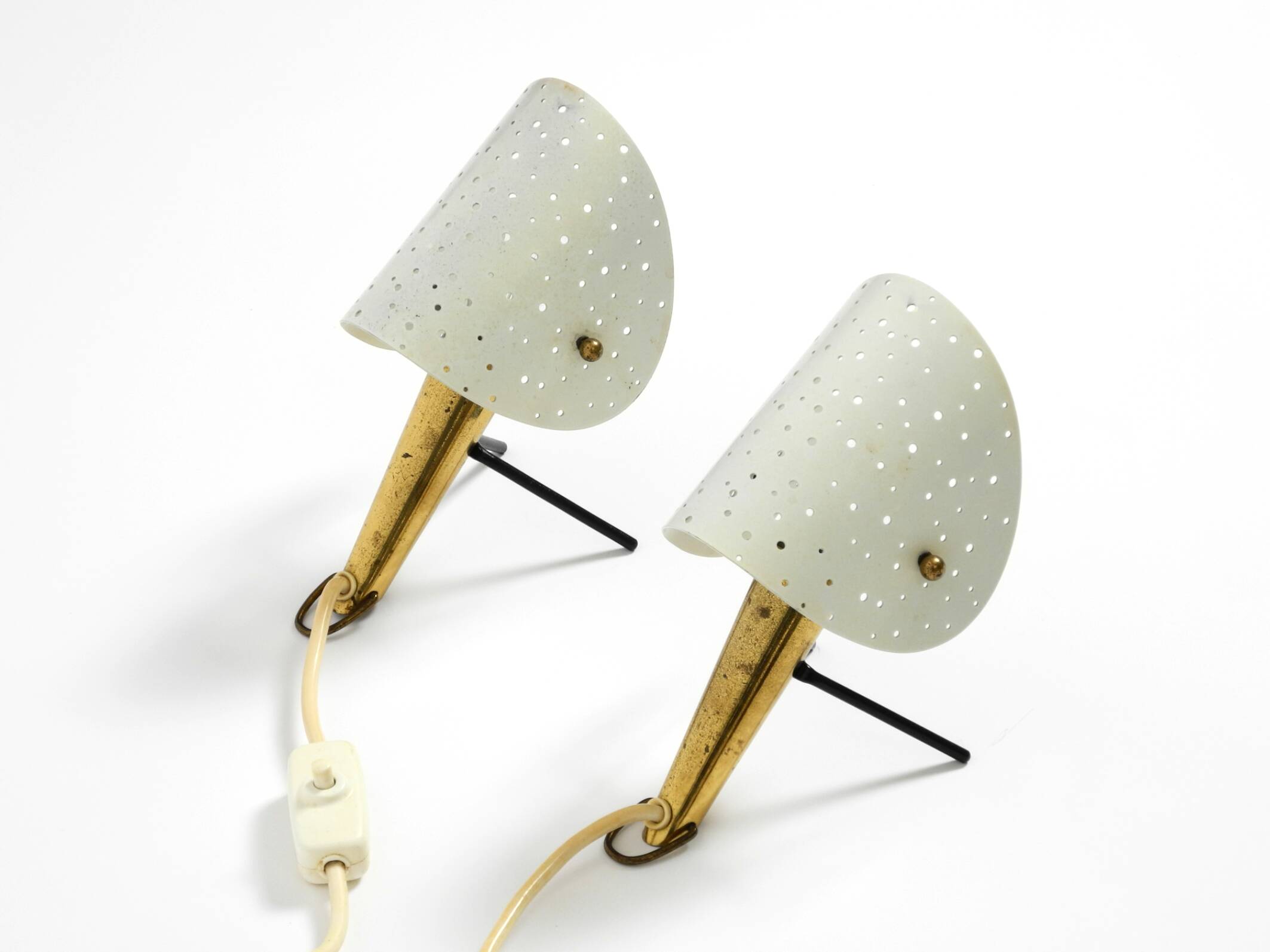 Pair of Mid Century Modern metal brass table and wall lamps by Ernest Igl