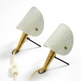 Pair of Mid Century Modern metal brass table and wall lamps by Ernest Igl