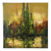 Reflets d’automne, huile sur toile signée 1974