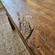 XXL coffee table in solid raw elm wood with 2 drawers, rustic antique.