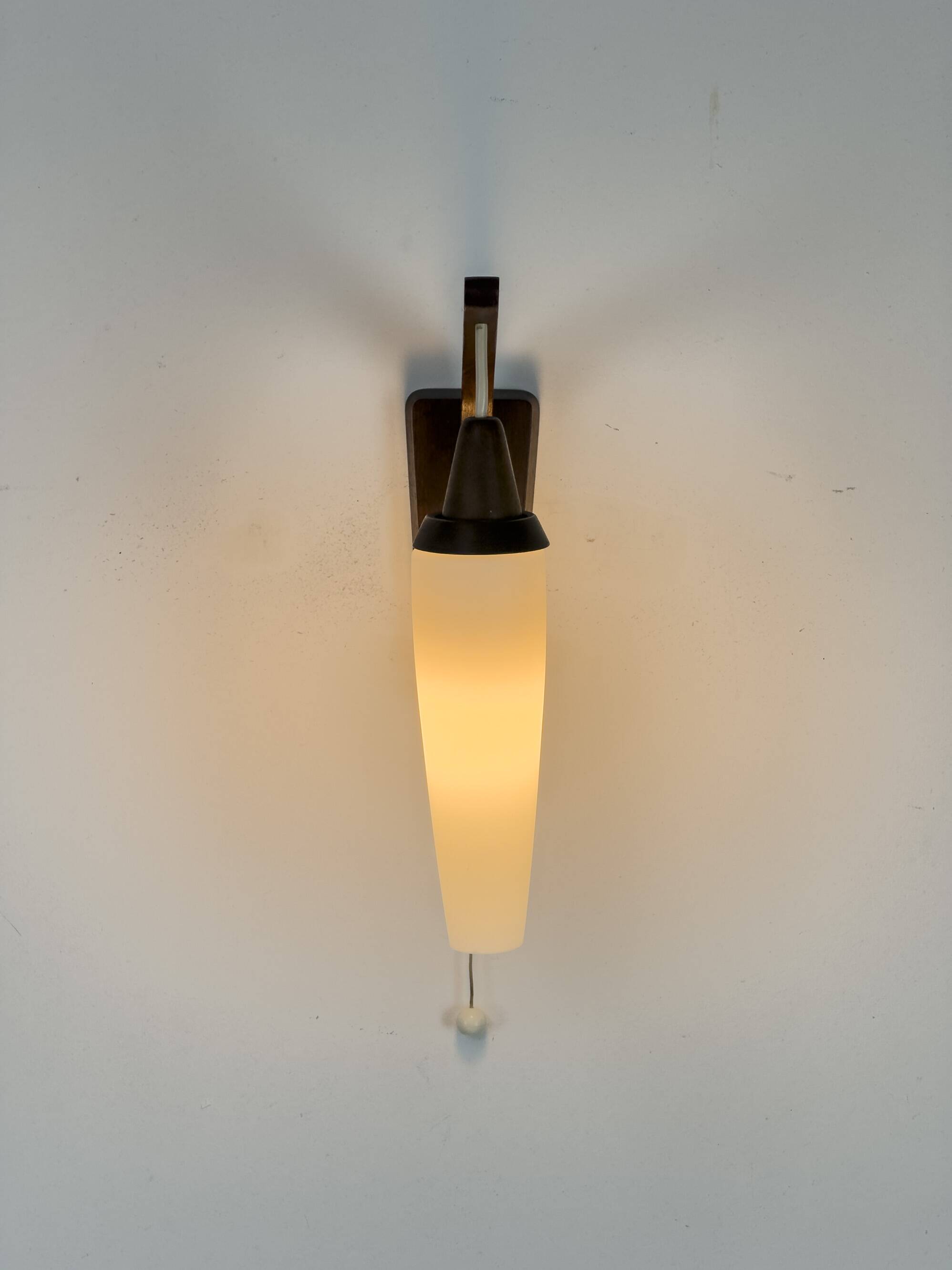 Wall light in teak and opaline glass, 1960s