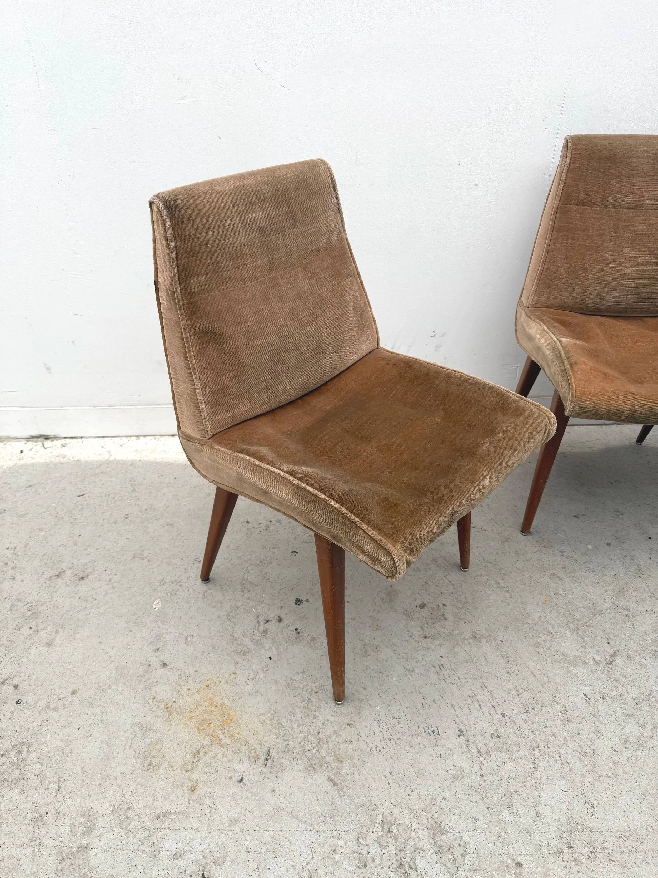 Set of six chairs by Robert DEBIEVE in wood and fabric, France 1950.