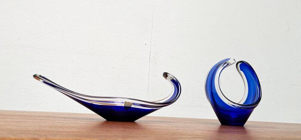 Vintage vase and bowl in art glass from Bayel, France, 1970s, set of 2.