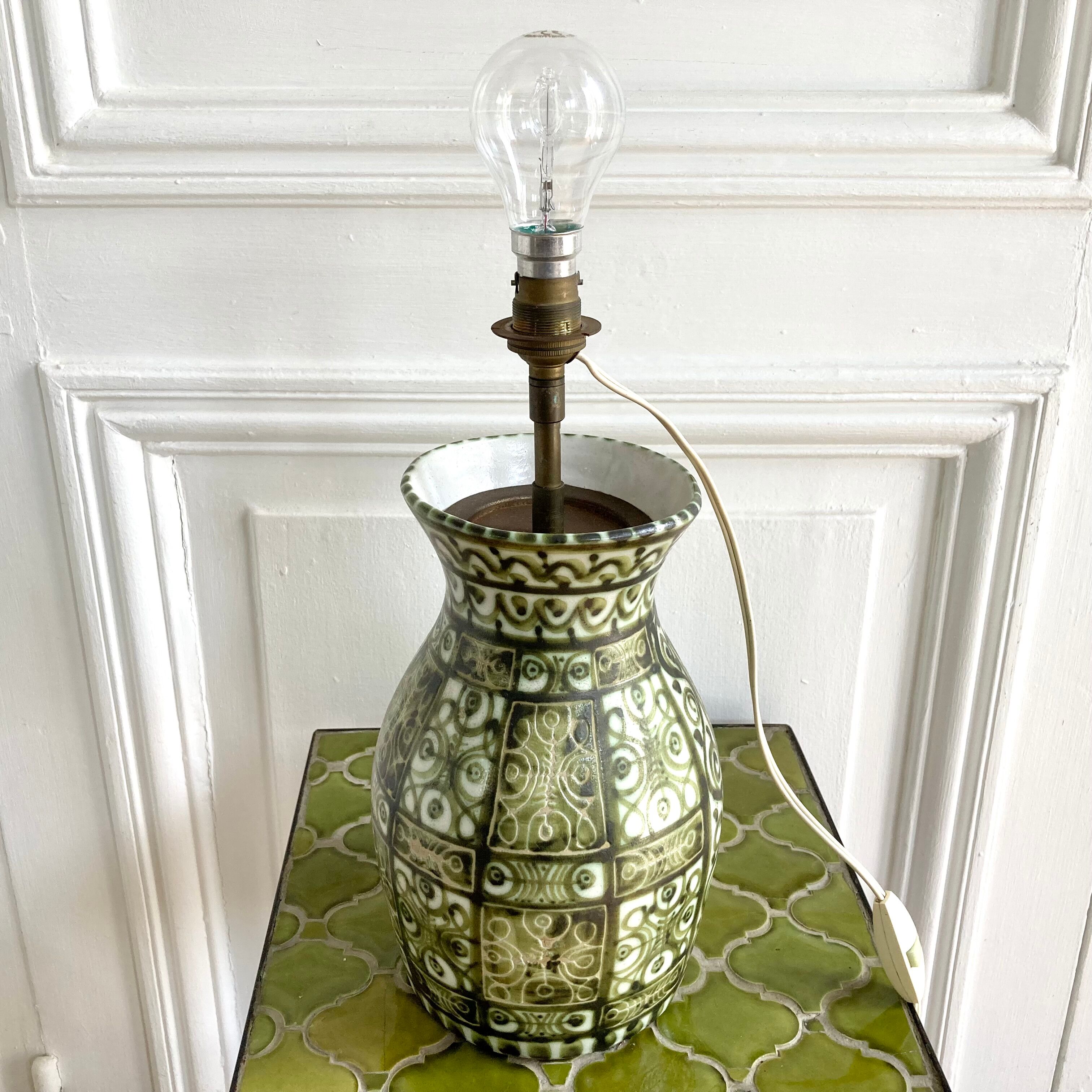 Ceramic lamp signed André Horellou 1960 Keraluc