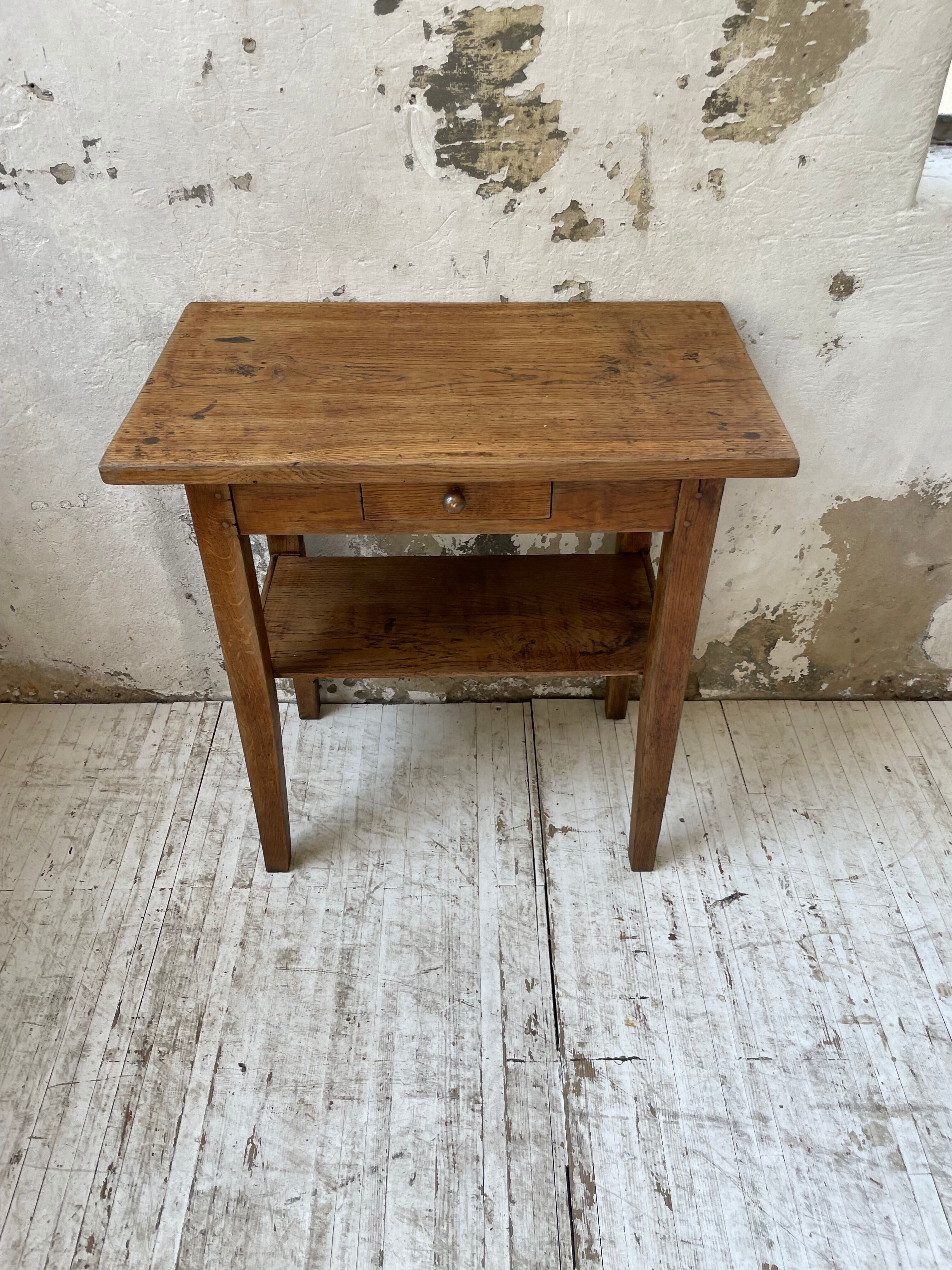 Oak console side table