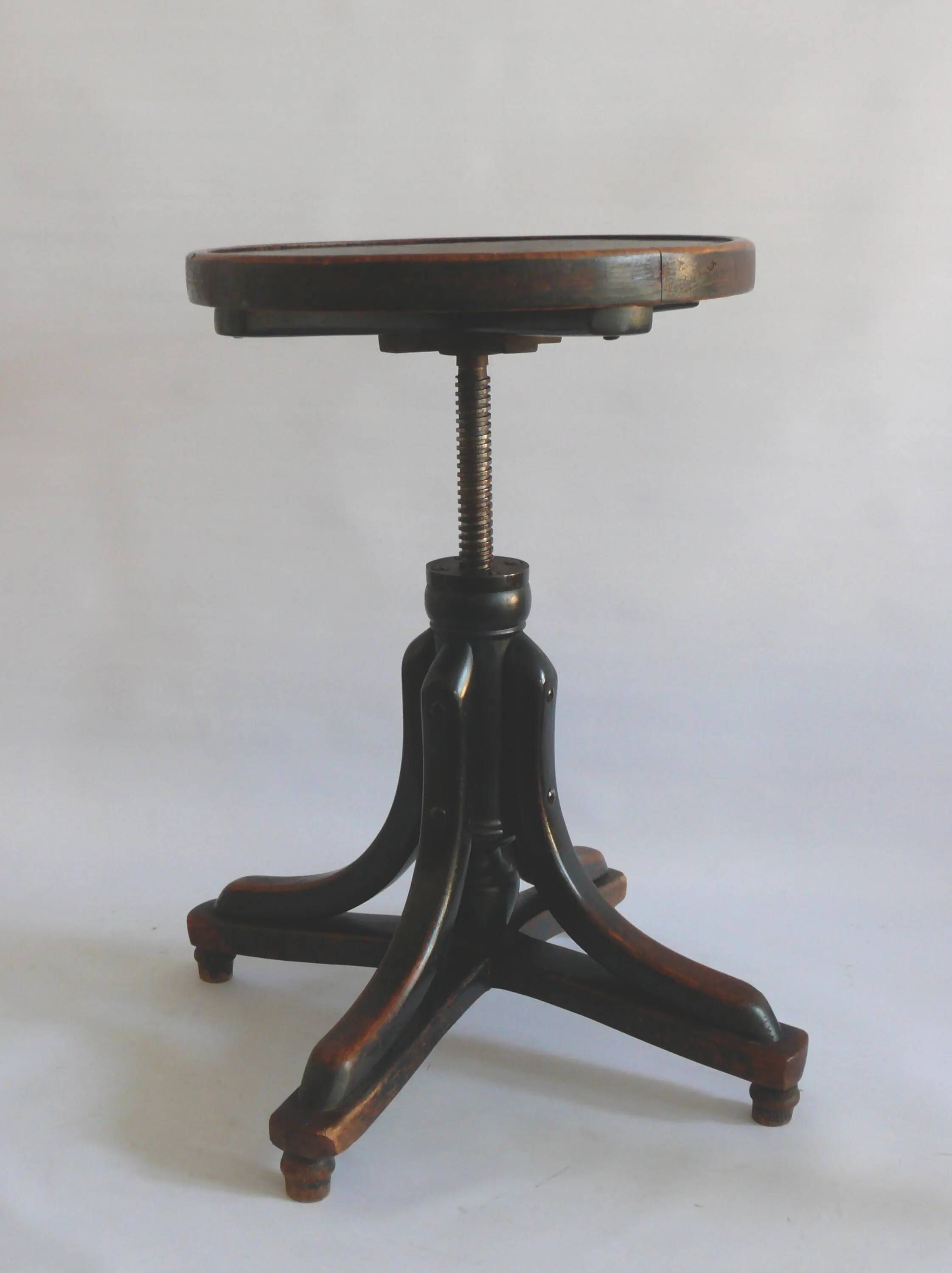 Piano stool / swivel stool, J. & J. Kohn company, antique bentwood stool, circa 1900