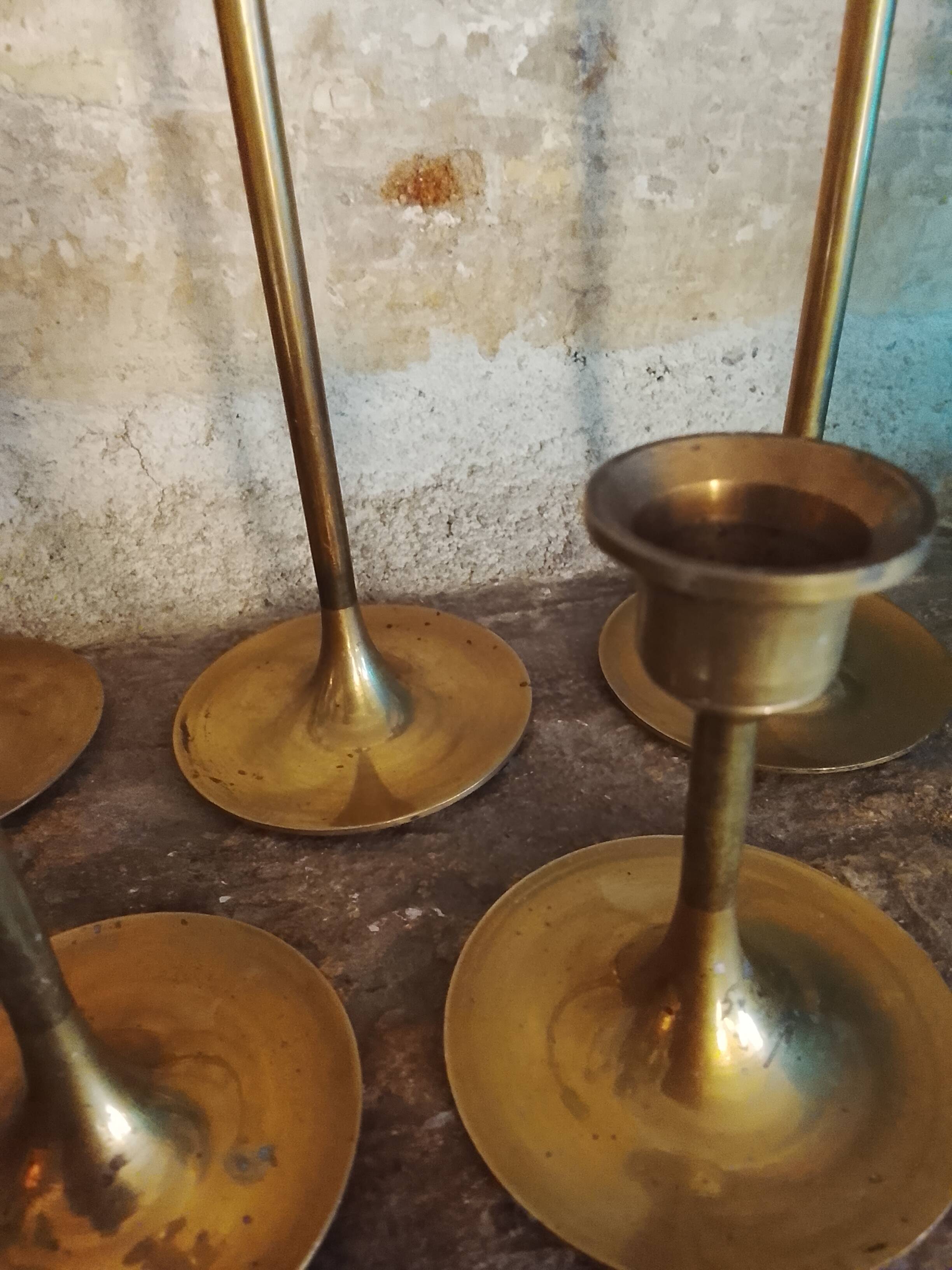 Scandinavian brass candle holders