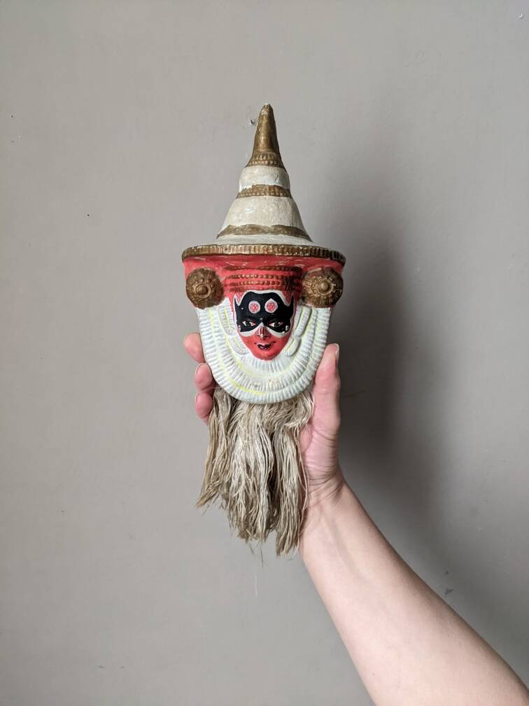 Tibetan papier-mâché mask, handmade, wall decoration