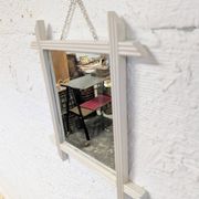 Miroir ancien à cadre bois, montage à croisillons