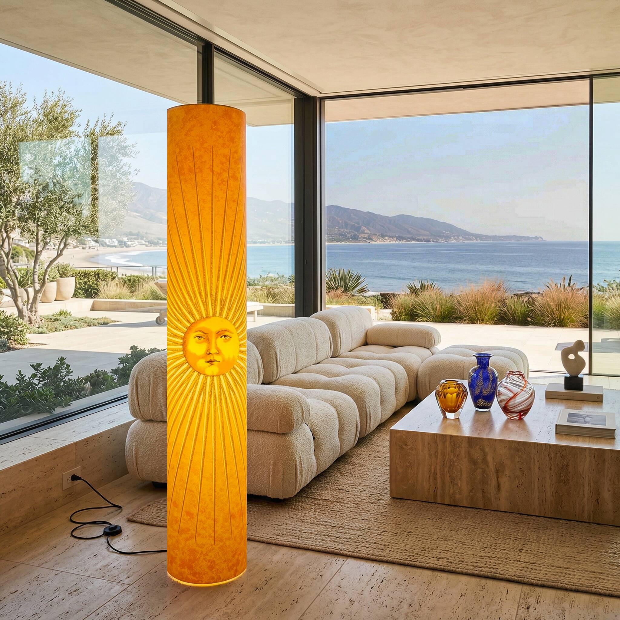 1990s Piero Fornasetti "Sun" Floor Lamp for Antonangeli, Follia Pratica Col