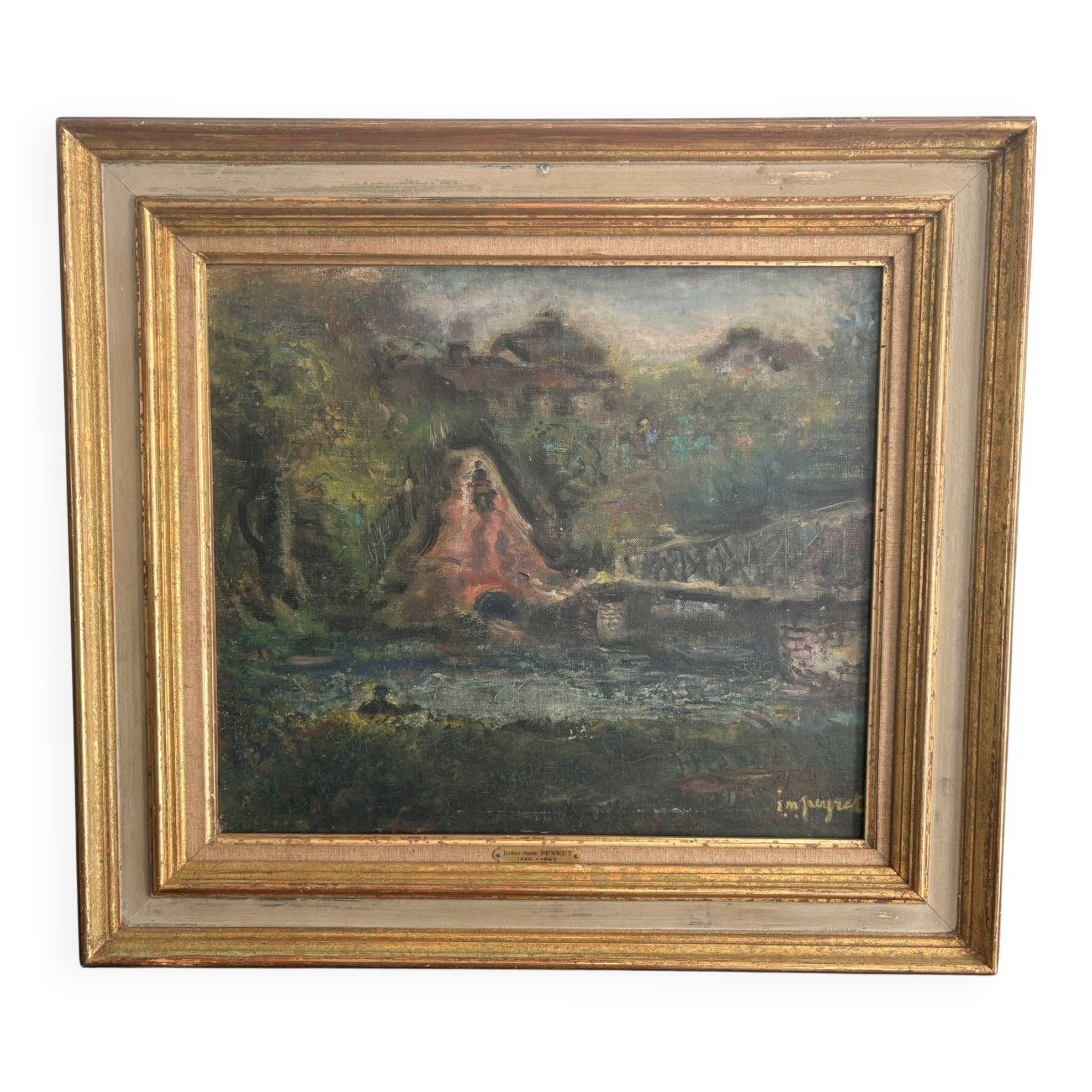 Peinture Tableau Huile Toile Paysage Moulin Rivière Isidore-Marie Peyret