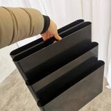 Giotto Stoppino for Kartell Black ABS Plastic Magazine Rack - 1970s Italy