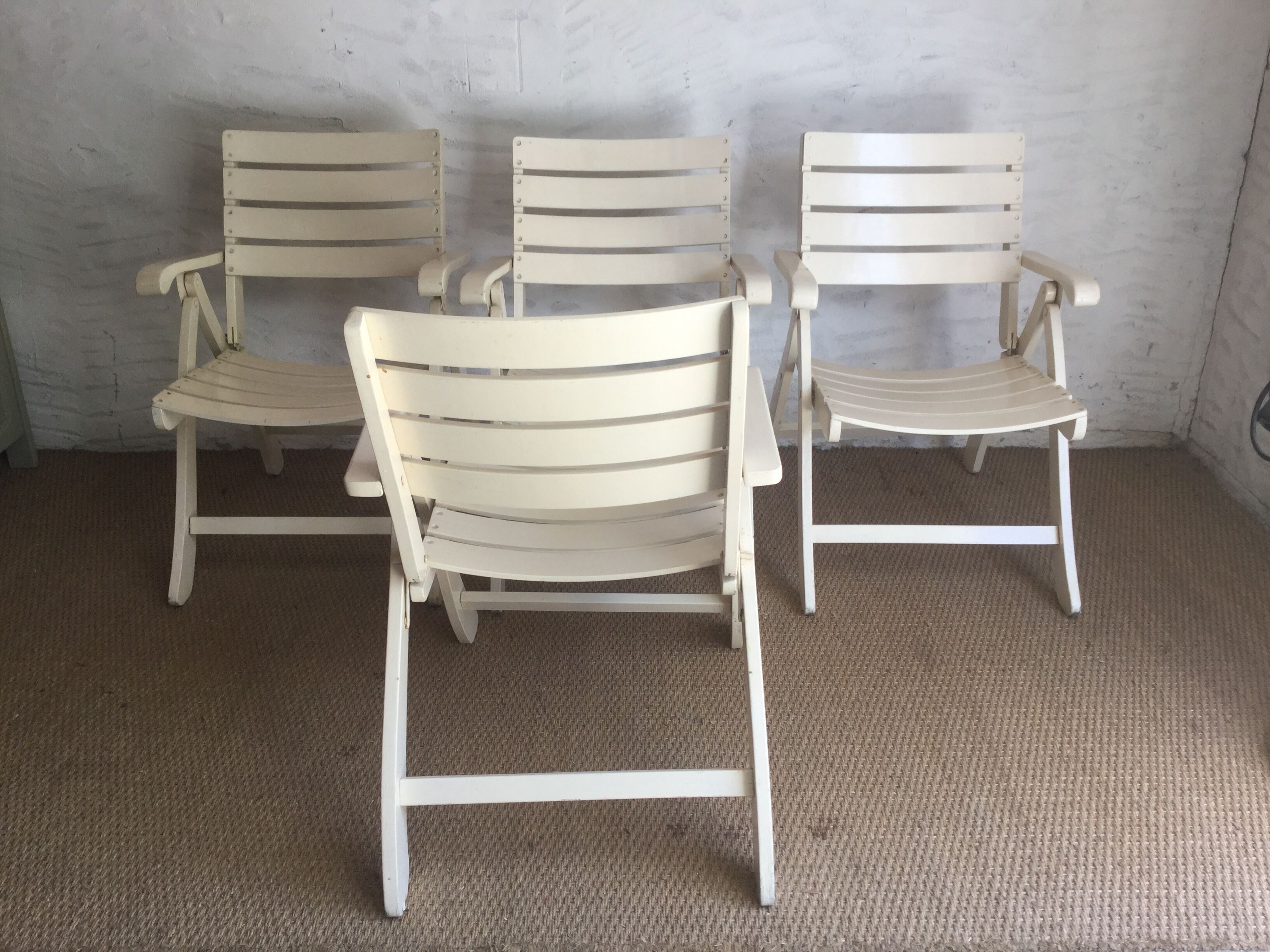 4 vintage folding garden armchairs