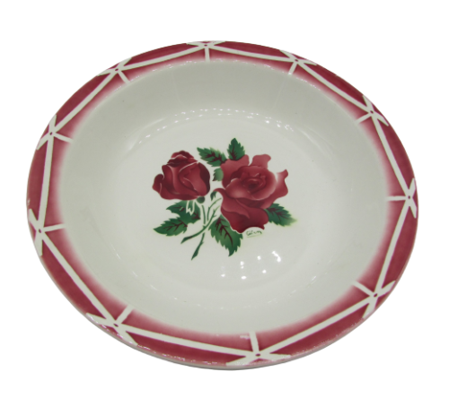Hollow dish salad bowl Digoin Sarreguemines Cibon rose decoration