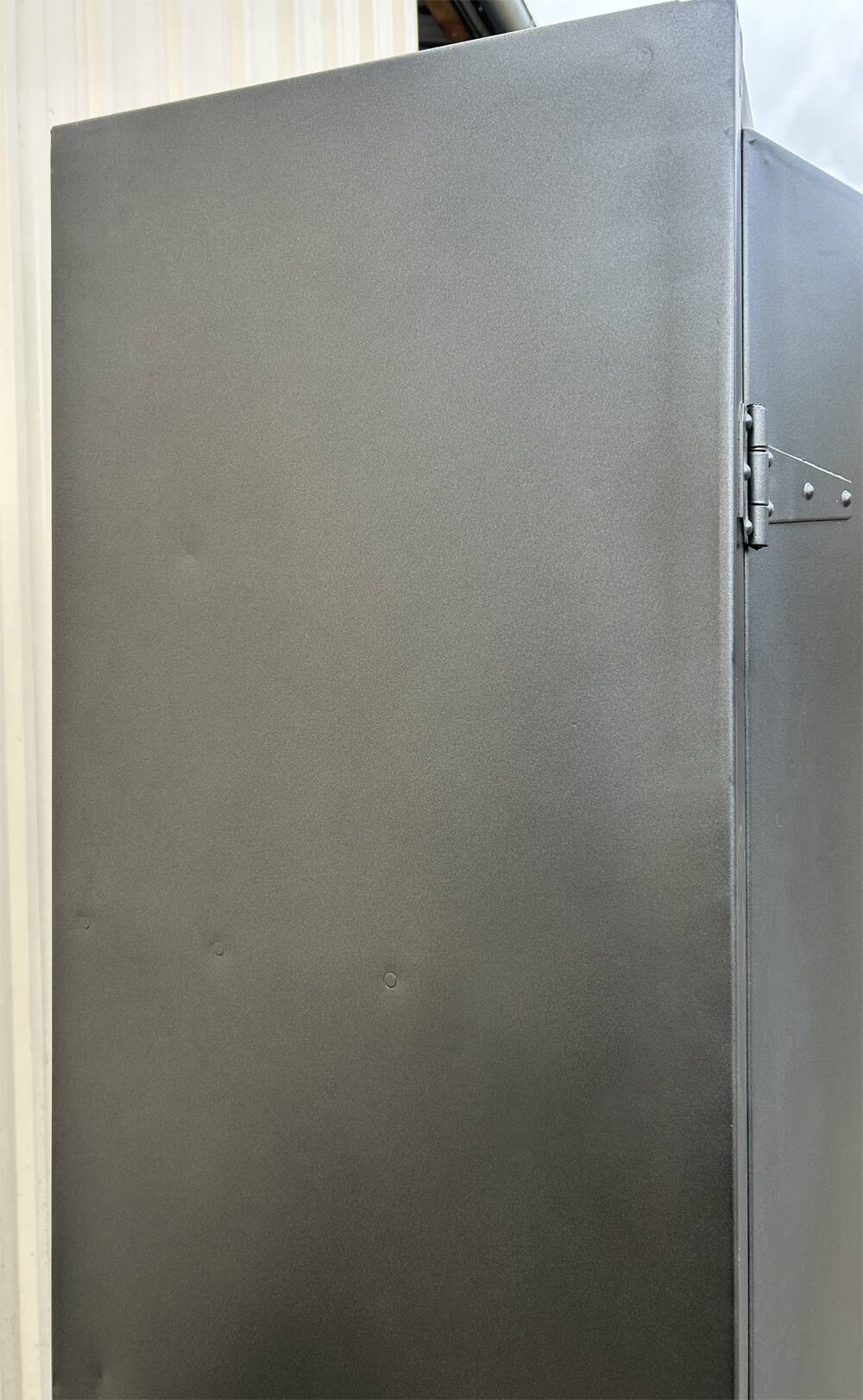 Metal kitchen cabinet, aluminum marshal's baton handles; 1950s