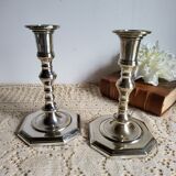 Pair of silver-plated candlesticks