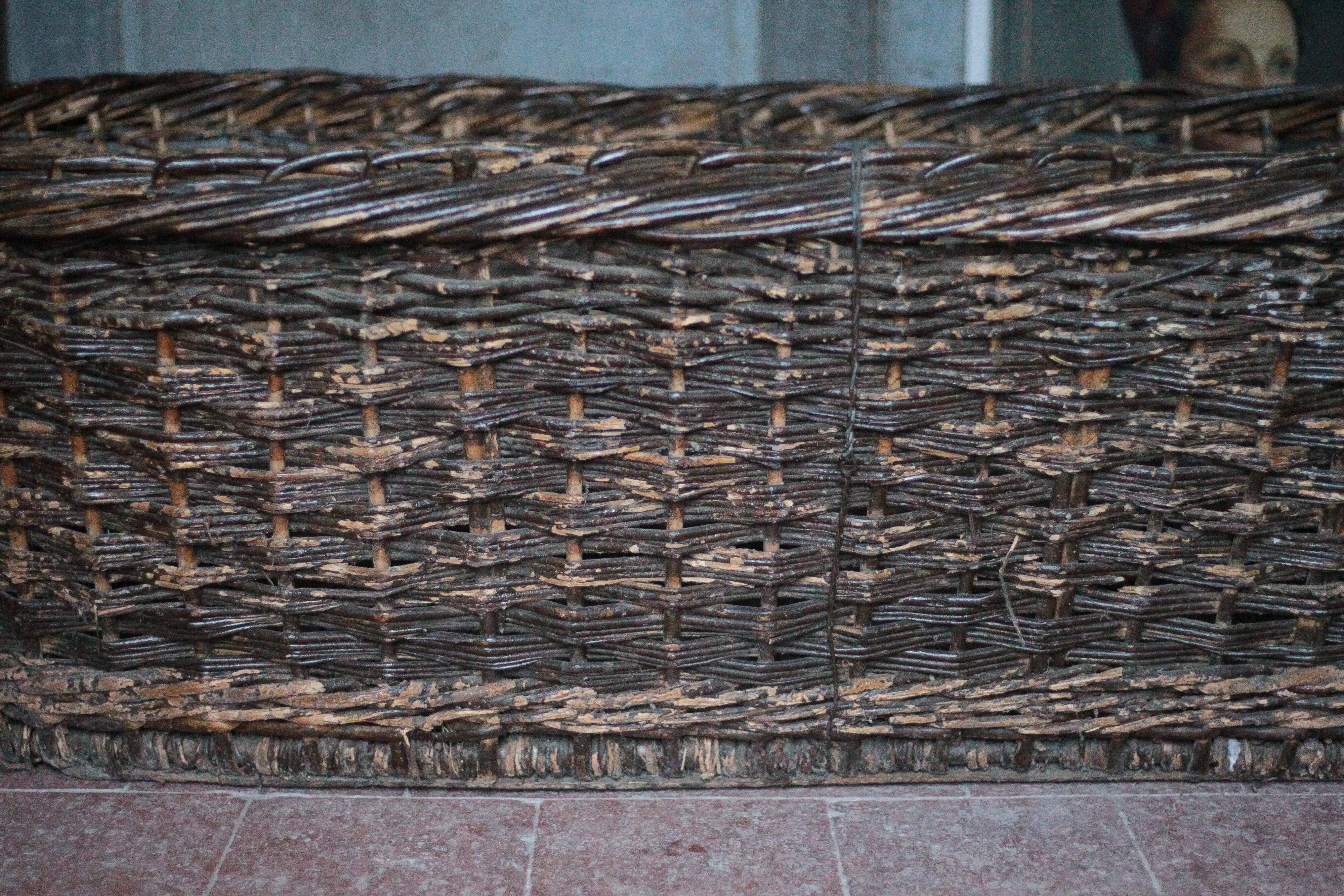 XXL woven basket antique, wicker basket, storage, baker's tool