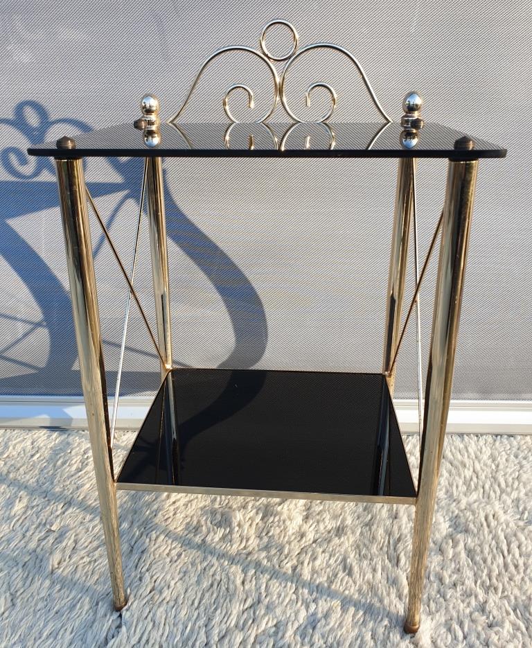 Vintage 70s gold and black opaline serving trolley