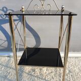 Vintage 70s gold and black opaline serving trolley