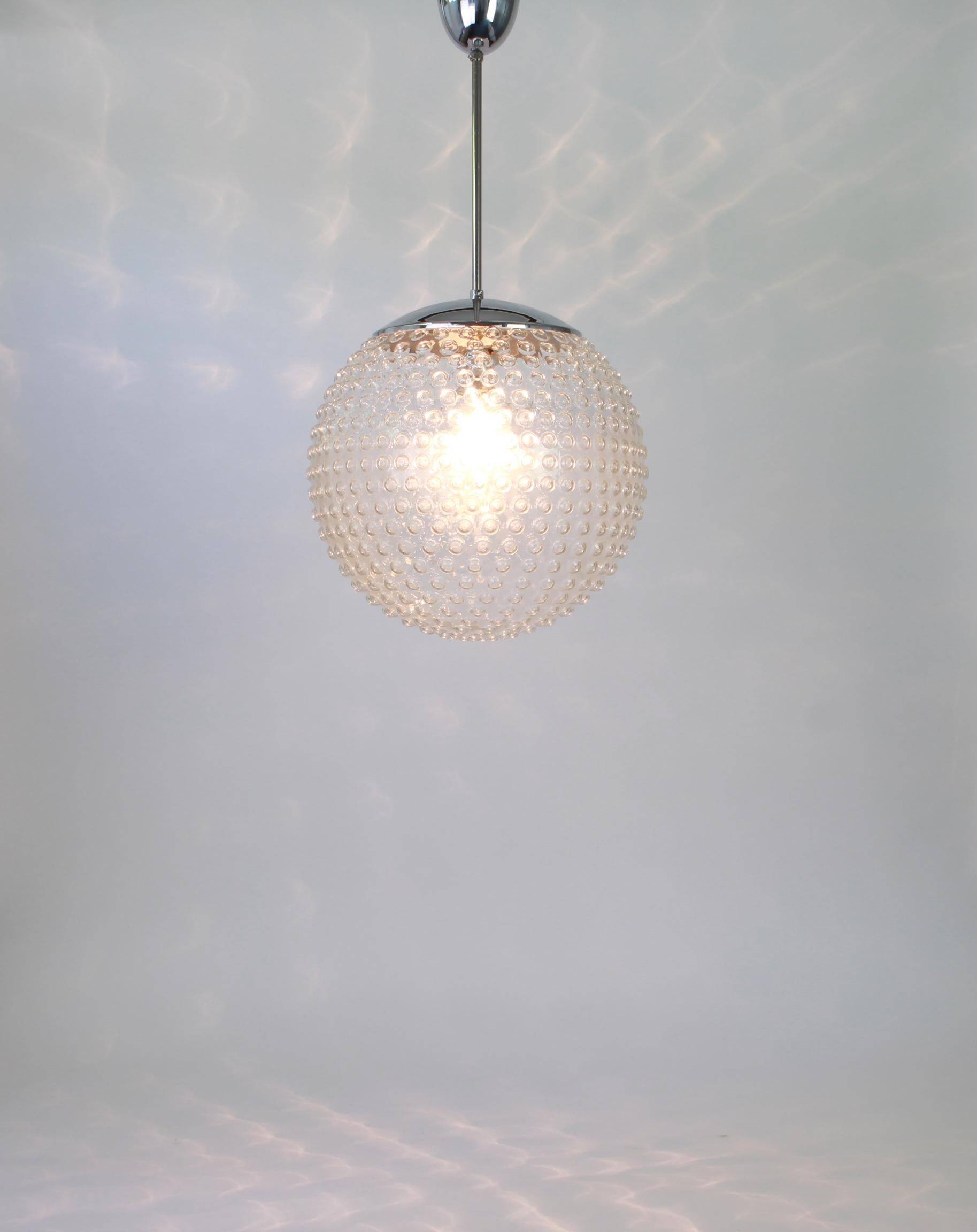 Rare glass pendant lamp designed by Rolf Krüger for Staff, Germany, 1970s.