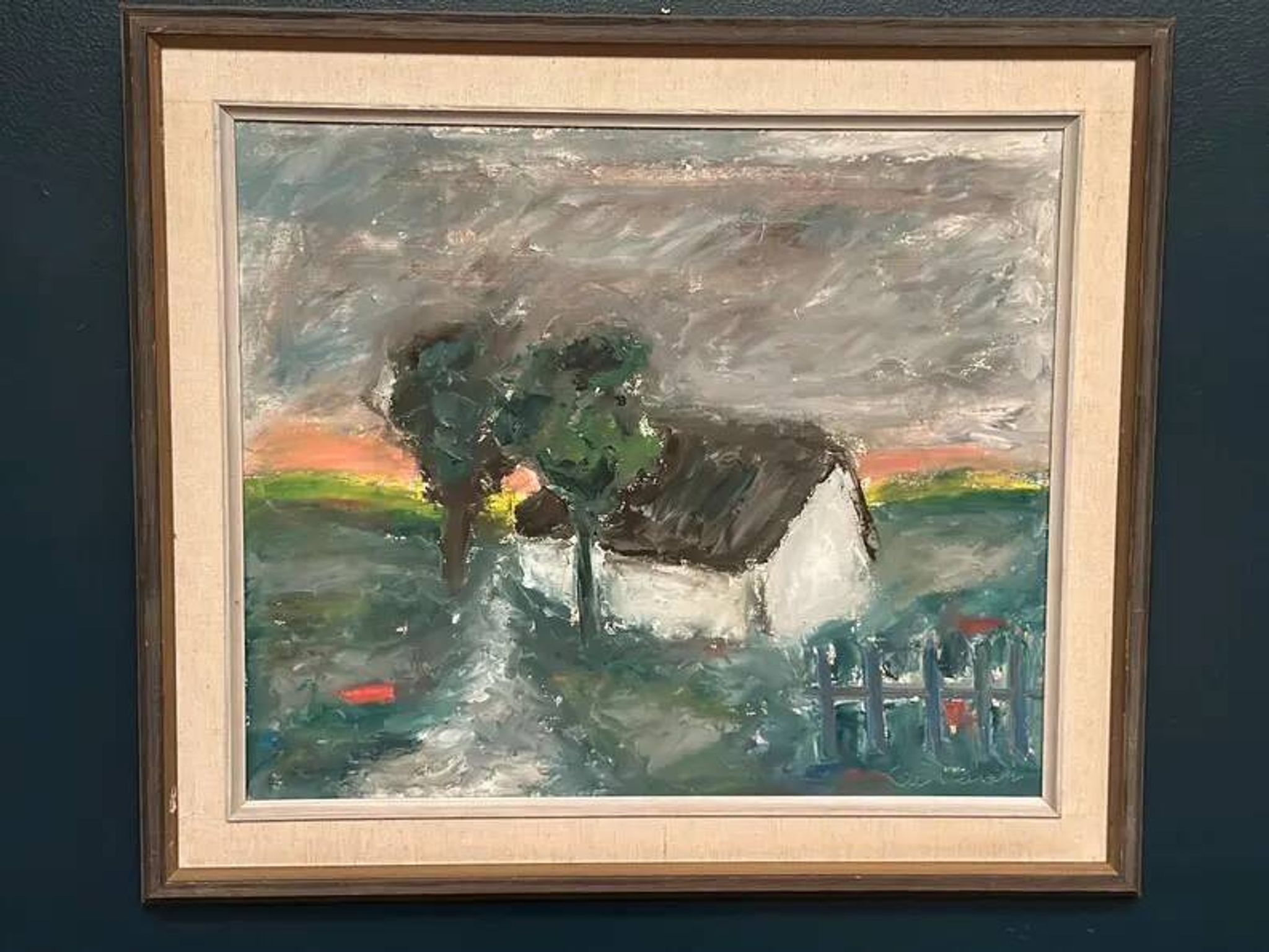 Original Danish Oil on Panel – “Landskap med hus” by Kai Nielsen – Signed – Vintage & Framed