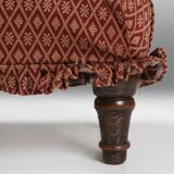 Small Art Deco Footstool with Original Upholstery, France, 1940s