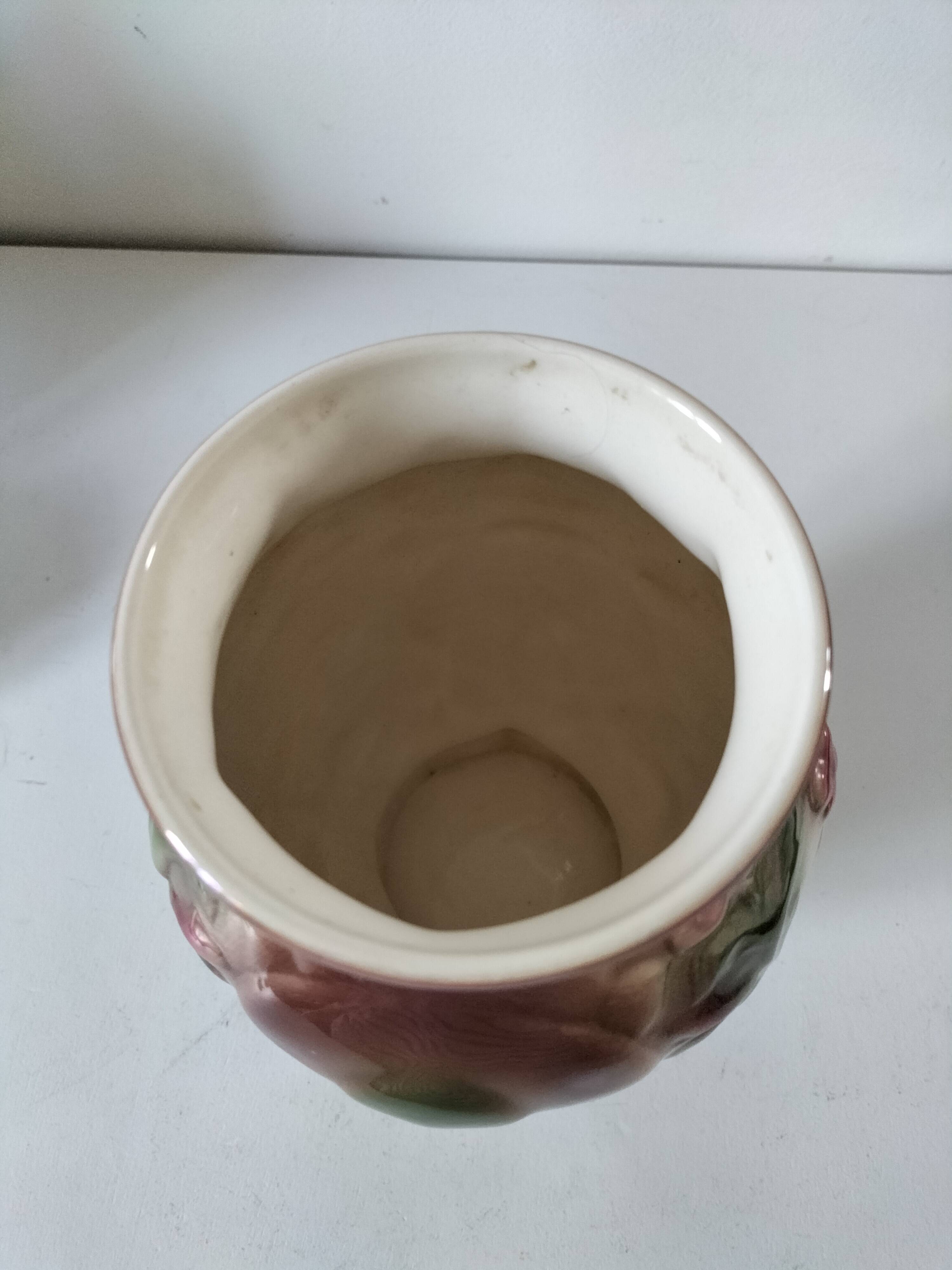 Vintage iridescent molded earthenware vase – 1950s/1960s