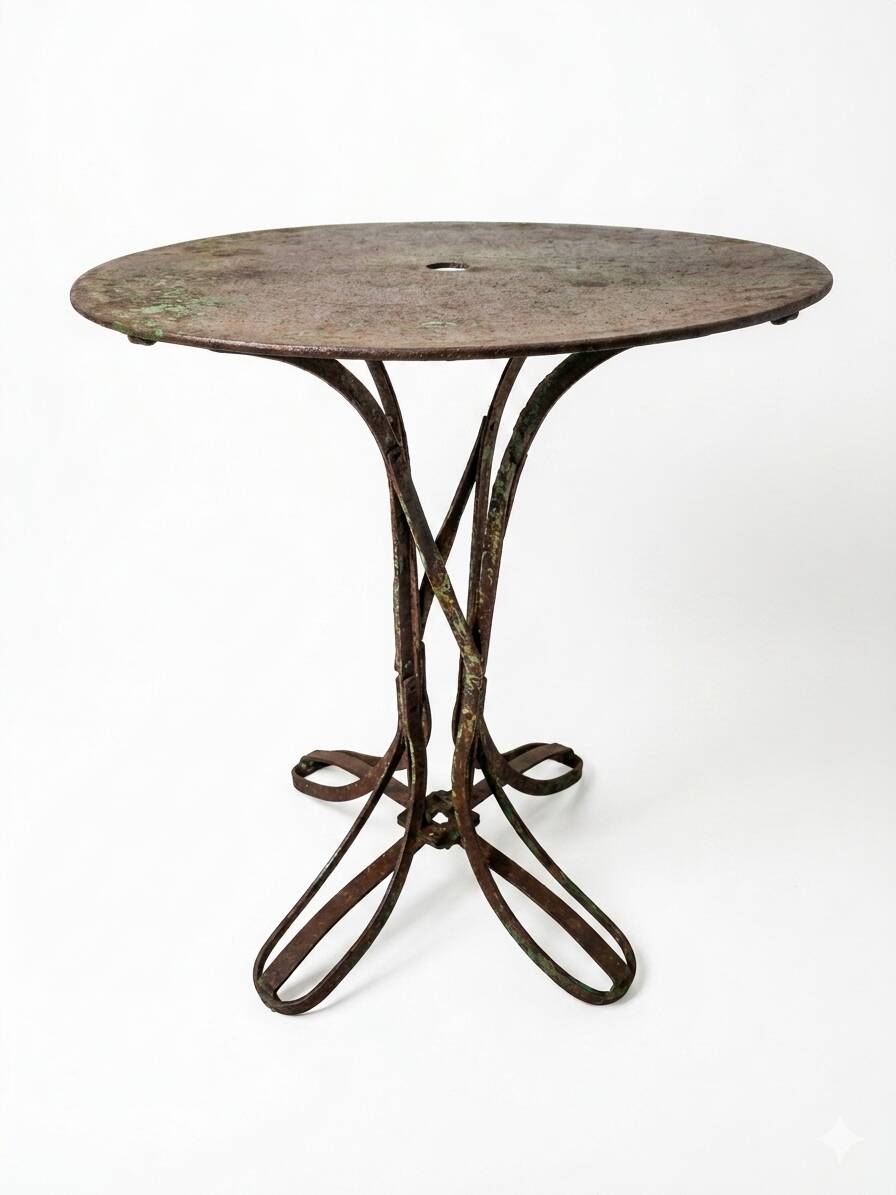 Table de jardin Eiffel en fer forgé riveté du XIXe