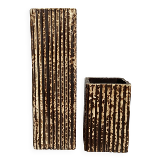 Pair of worked ceramic vases