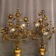 Pair of church candlesticks decorated with brass and opaline flowers nineteenth