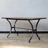 Dining table in rattan and wrought iron similar to Audoux & Minet.