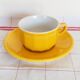 Apilco yellow and white porcelain chocolate cup and saucers
