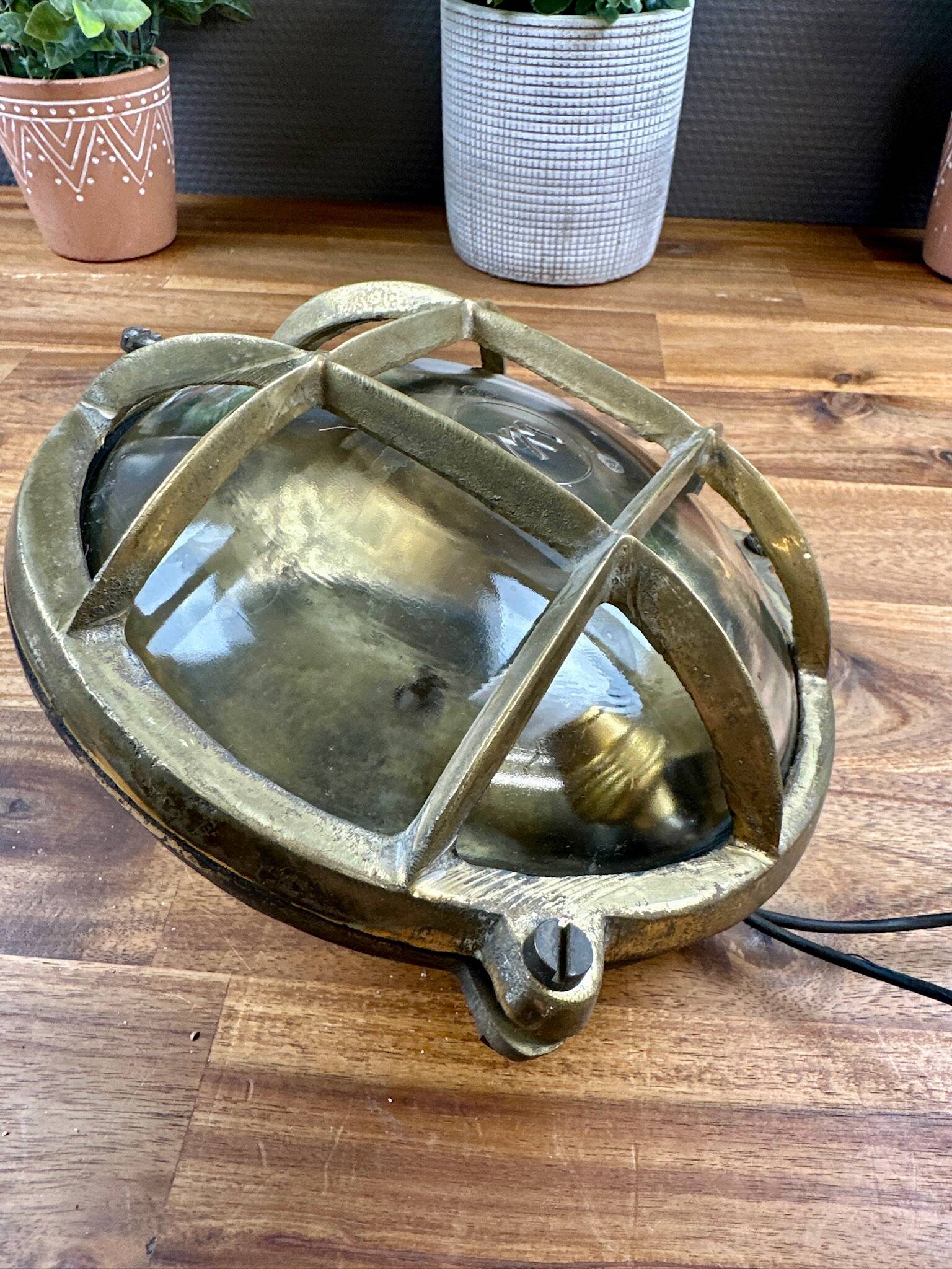 Vintage industrial brass clock – maritime/workshop style