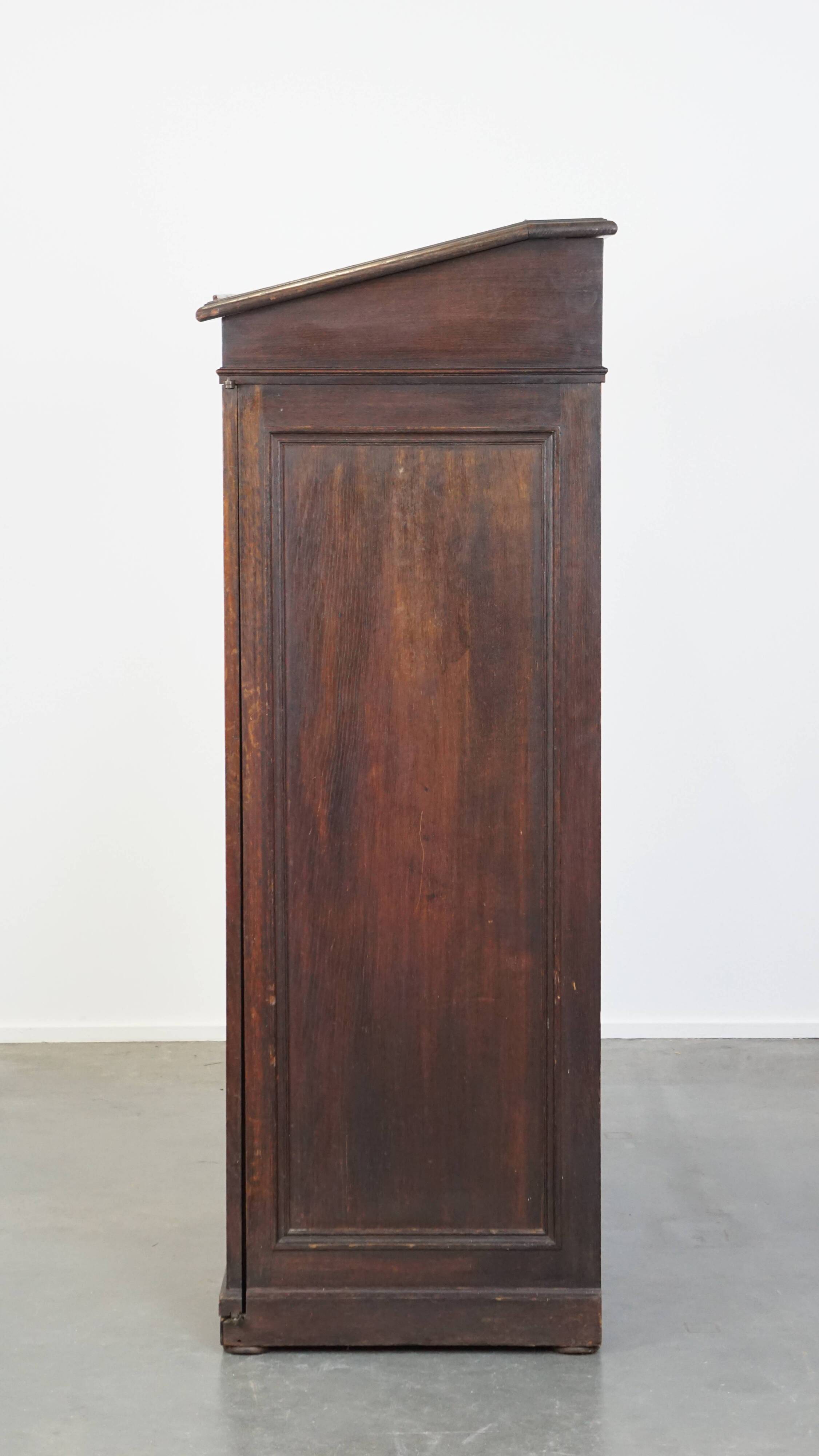 Antique Display Cabinet / Lectern / Showcase Cabinet Made of Oak with Glass