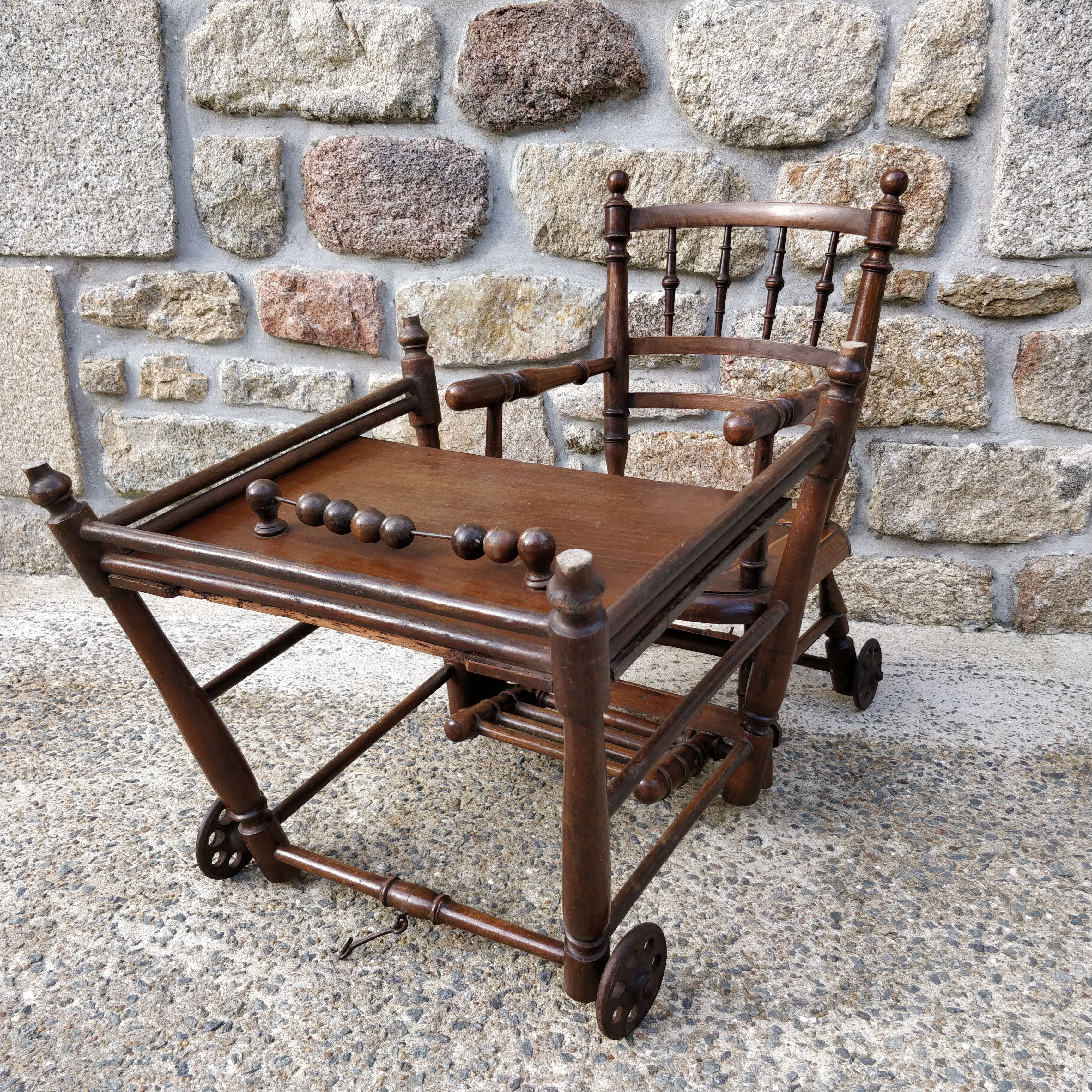 Folding wooden children's high chair