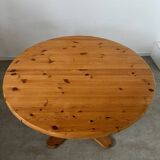 French design pine table and chair set from the 70s brutalist vintage arcs